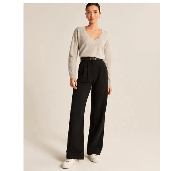 Black Wide-Leg Tailored Pants Long - Picture 1 of 3